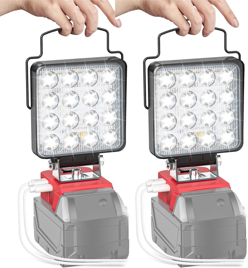 Ecarke 2PCS LED Work Light Compatible with Milwaukee 18V Battery, Upgrade 112W Cordless Work Lights 11200LM of Flashlight Battery Light with Low Voltage Protection & Type-C & USB-A Charger Port - Image 1